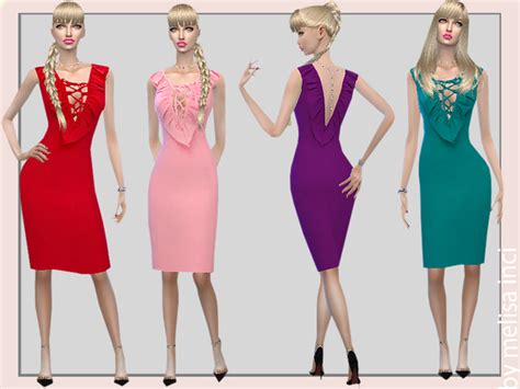 Frill Detail Lace Up Dress By Melisa Inci At Tsr Sims 4 Updates