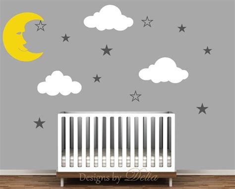 Moon Stars And Clouds Wall Mural For Nursery With Images Cloud