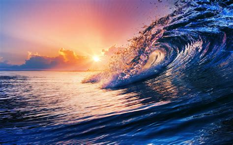 Colorful Waves Clouds Water Nature Sunset Sea Hd Wallpaper