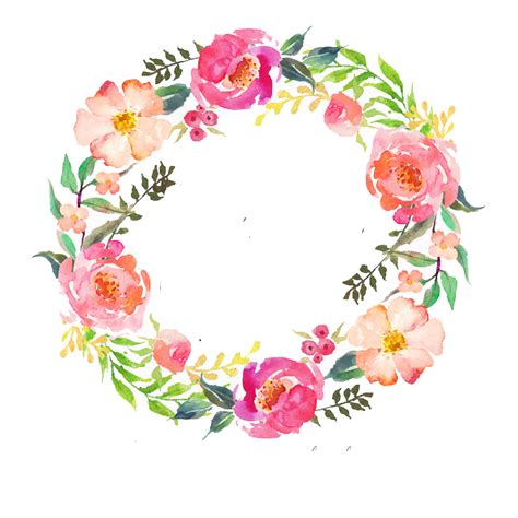 Watercolor Floral Wreath Transparent Background Flower Circle Moes