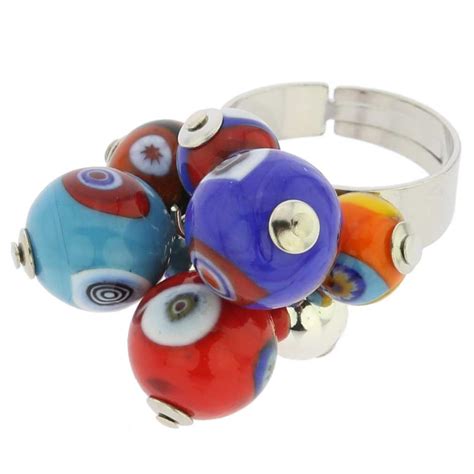 Murano Rings Sorgente Millefiori Murano Glass Ring Multicolor Glass Rings Murano Glass