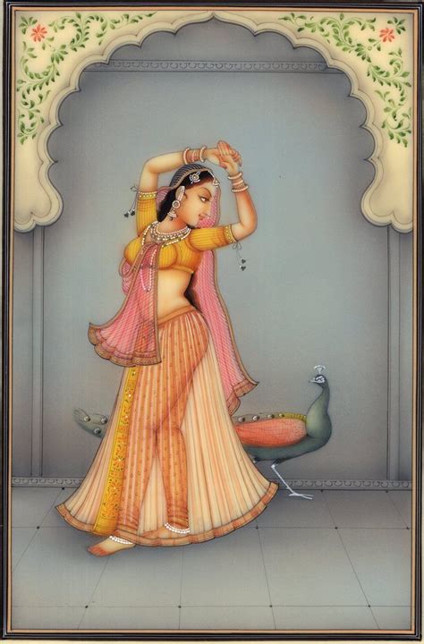 Colors Of Kakubha Peacock Ragini Subject Indian Miniature Rajasthani Painting Paint