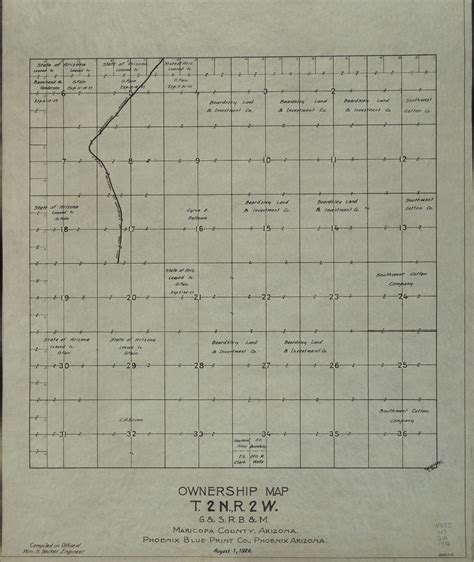1926 Maricopa County Arizona Land Ownership Plat Map T2n R2w Arizona