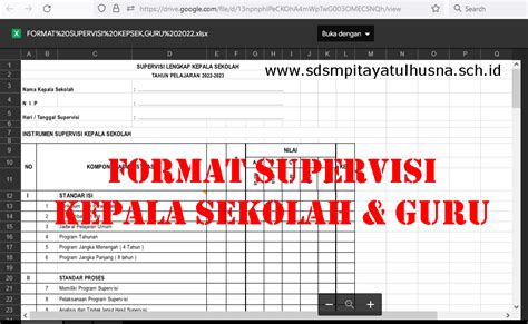 Download Contoh Format Supervisi Kepala Sekolah Dan Guru Terbaru Sd