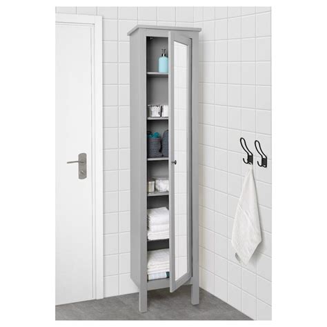 Hemnes Grey High Cabinet With Mirror Door 49x31x200 Cm Ikea Tall