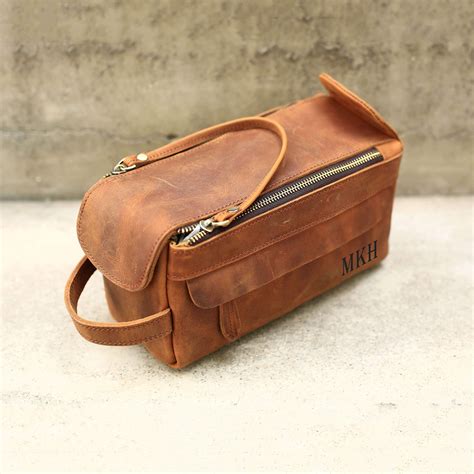 Groomsmen Gifts Men Leather Toiletry Bag Monogram Dopp Kit Personalized