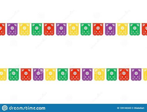 Mexican paper art banner for cinco de mayo holiday vector. Vector Traditional Mexican Endless Border With Paper ...