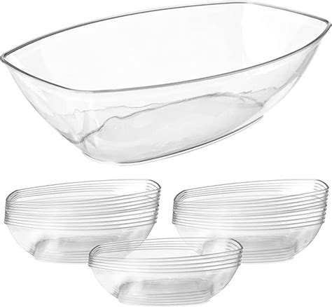 Prestee 12 Pack Clear Oval Plastic Disposable Serving Bowls