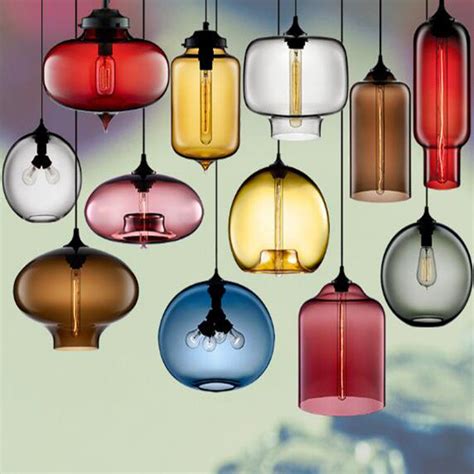 Coloured Glass Pendant Lights For Kitchen Bar Restaurant Lighting Wh