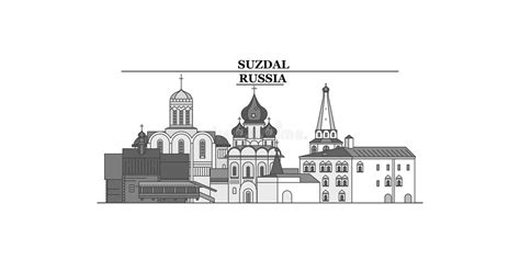 Russia Suzdal City City Skyline Isolated Vector Illustration Icons