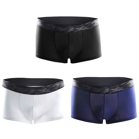 3x Mens Sexy Ice Silk Breathable Underwear Shorts Boxer Briefs Trunks