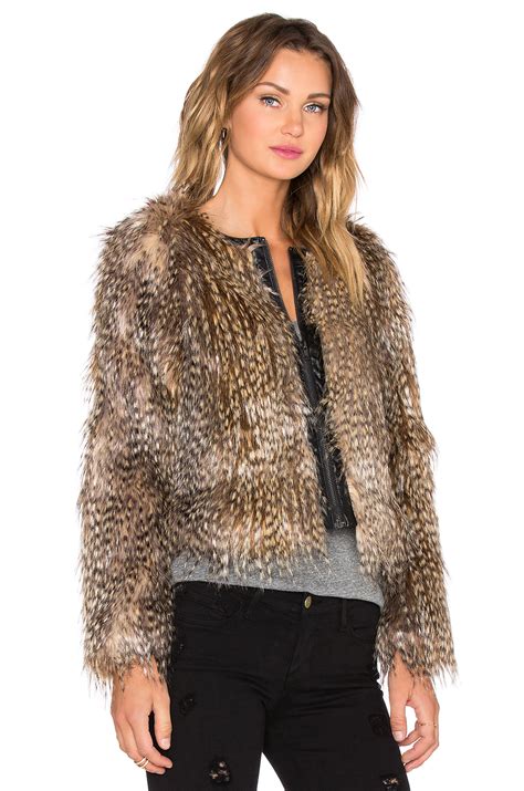 Lyst Capulet Faux Feather Jacket In Brown