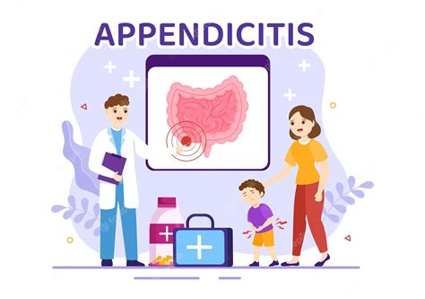 Premium Vector Appendicitis Illustration With Kids Inflammation Of