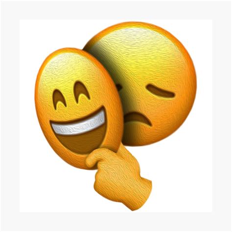 Emoji Sad Face Under Happy Mask Photographic Print By
