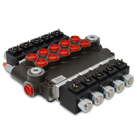 Hydraulic Monoblock Solenoid Directional Control Valve 5 Spool 21 Gpm