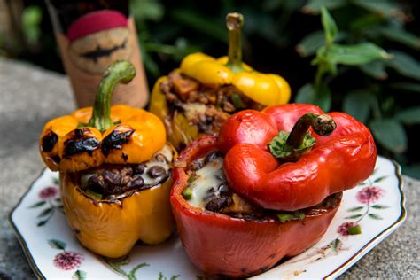 Chorizo And Cheese Grilled Stuffed Bell Peppers Food