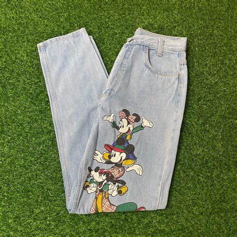 Vintage 90s Mickey Mouse Printed Jeans Mens Fashion Bottoms Jeans