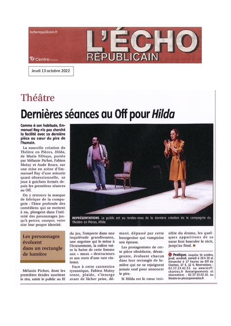 Dernières séances au OFF pour Hilda Théâtre en Pièces