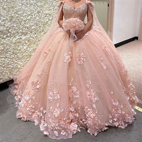 Romantic 3d Flowers Ball Gown Quinceanera Dresses Beaded Lace Sweet 16