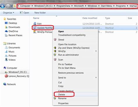 Delete Item From Common Startup Folder On Windows 7