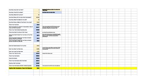 Uber / Lyft Income and Tax Calculator - Google Sheets