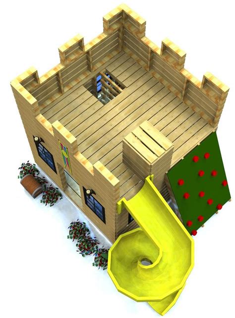 For next photo in the gallery is playcastle climbing wall castles playhouse company. top of wooden castle playhouse plan #buildplayhouse | Play houses, Castle playhouse plans ...