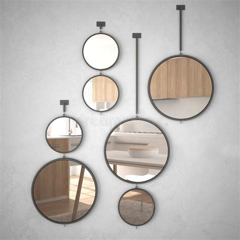 Round Mirrors Hanging On The Wall Reflecting Interior Design Scene