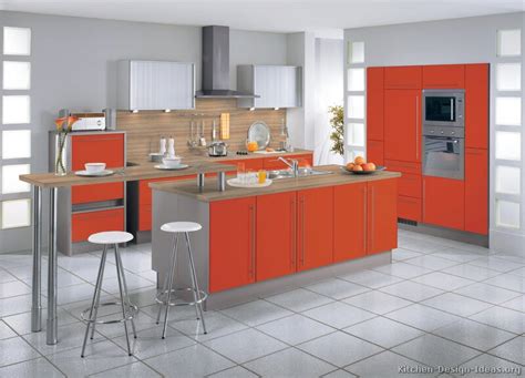 Modern kitchen gray color | gray interior. Pictures of Modern Orange Kitchens - Design Gallery