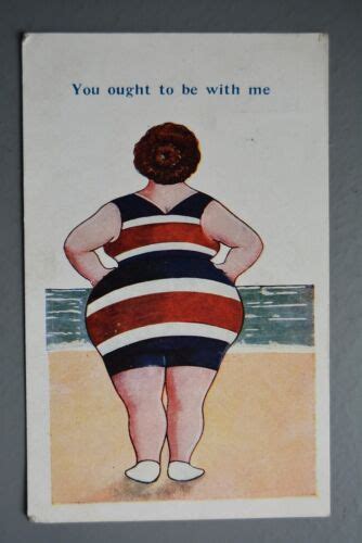 randl postcard cpc comic large big wide bum bottom woman bbw curvy bathing suit ebay