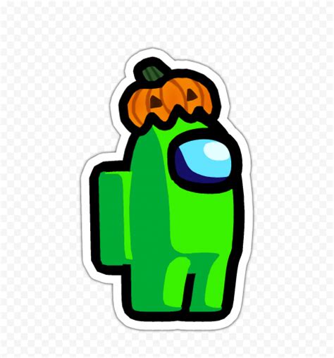 Hd Lime Among Us Character Pumpkin Hat Stickers Png Citypng
