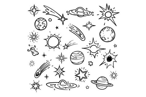 Space Doodle Vector Elements Hand Drawn Stars Comets Plan 907921
