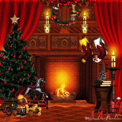 Buy Best And Latest Brand Indoor Fireplace Xmas Party Backdrop Printed