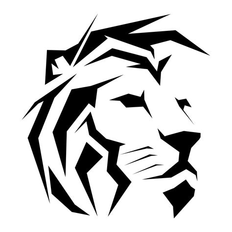 Simple Logo Silhouette Geometric Lion Head Sharp Gaze 15733481 Vector