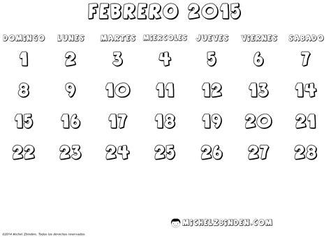 Calendarios Del Mes De Febrero Para Colorear Colorear Imágenes
