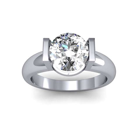 1ct Round Cut Natural Diamond Tension Set Solitaire Engagement Ring
