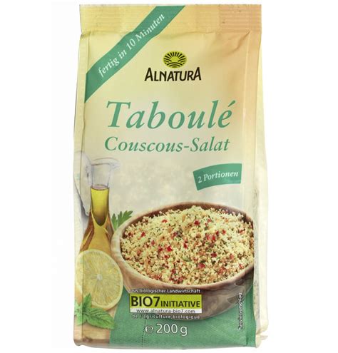 Abgerundet mit feinem gemüse und kräutern wie minze und petersilie. Alnatura Bio Taboulé Couscous-Salat 200 g von Edeka24 für ...
