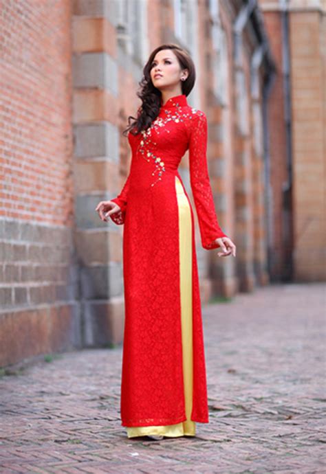 Ao Dai Vietnamese Traditional Dress In Red Ubicaciondepersonascdmxgobmx