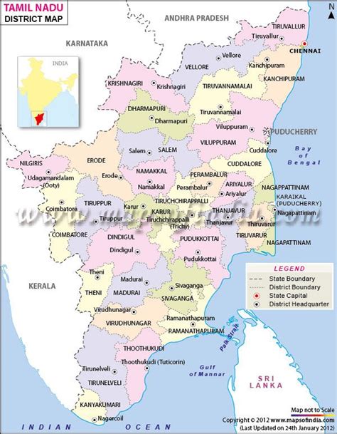 The southernmost indian state, tamil nadu, is bordered by the bay of bengal on one side and other indian states like karnataka, andhra pradesh, and kerala on the other. Tamil Nadu District Map in 2020 | Map, Ooty