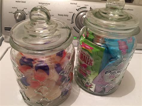 Put Tide Pods And Laundry Samples In Glass Jars Ditch Bulky Bags For An Alternative Cute