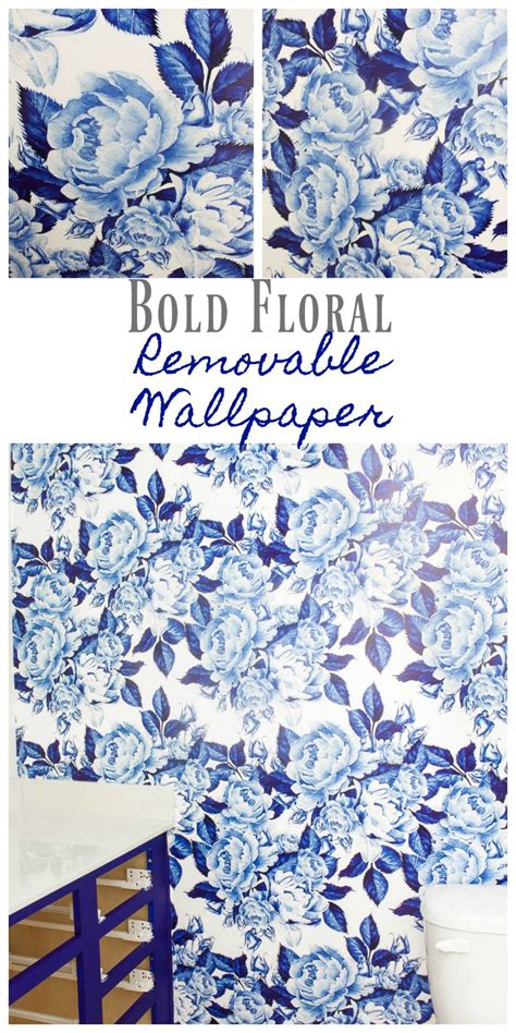 Bold Floral Blue And White Removable Wallpaper One Room Challenge