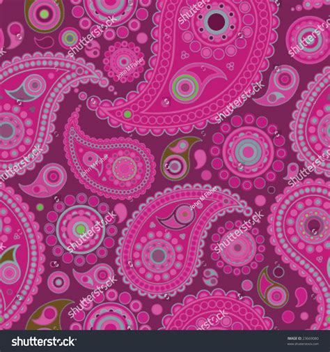 Funky Pink Seamless Paisley Pattern Stock Vector Illustration 23669080
