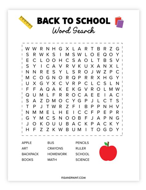 Free Printable Back To School Word Search Pjs And Paint