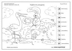 Kolorowanki matematyczne kolorowanki przygotowujemy z myślą zarówno o młodszych jak i starszych dzieciach. Kolorowanki matematyczne - motywy od 31 do 40 - SuperKid