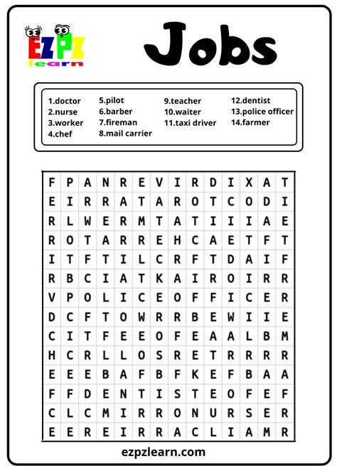 Jobs Word Search