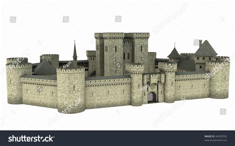 An Isolated Render Of A Medieval Castle Stock Photo 44329702