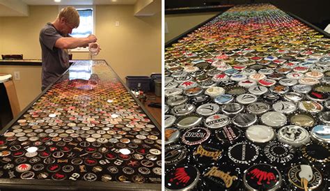 How to build a bottle cap bar top and a bottle cap table top with epoxy resin. Man Collects Bottle Caps For 5 Years To Redo His Kitchen ...