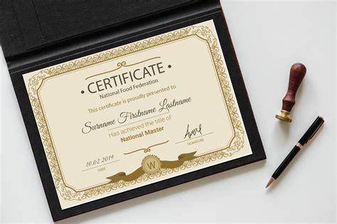 Vintage Golden Certificate Of Achievement Template Ai Eps