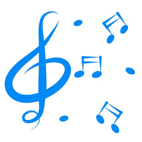 Set Of Blue Music Notes Icons And Violin Key Vector Illustration