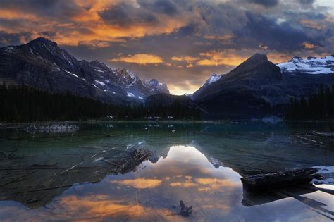 Nature Photography Landscape Lake Mountains Village Sky Clouds Morning