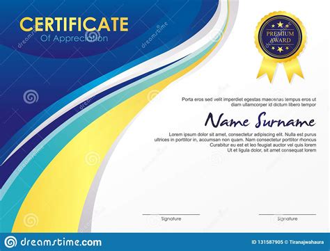 Certificate Template With Stylish Wave Design Stock Vector